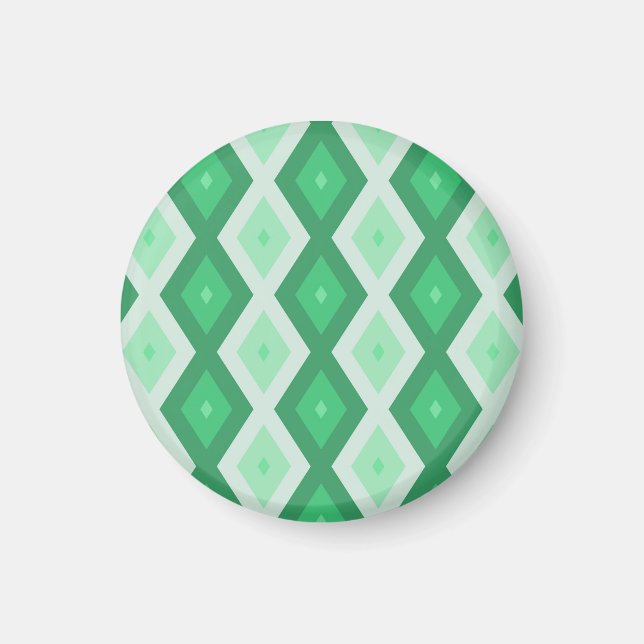 Shades of green diamond pattern magnet (Front)