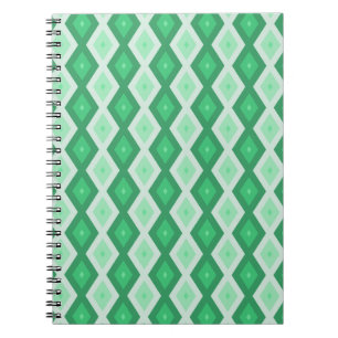 Shades of green diamond pattern notebook