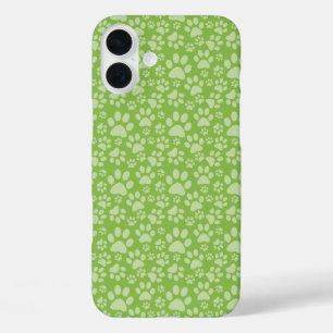 SHADES OF GREEN DOG PAW PRINTS iPhone 16 PLUS CASE