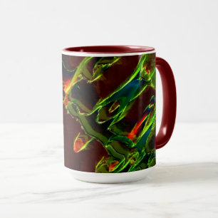 Shades of green drained in flame of fire mug