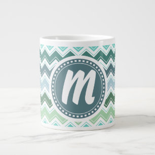 Shades of Green Elegant Chevron Pattern Large Coffee Mug