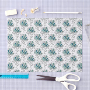 Shades of Green Floral Abstract Doodle Art Style Tissue Paper