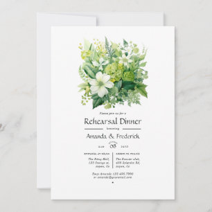 Shades of Green Floral Wedding Rehearsal Dinner Invitation