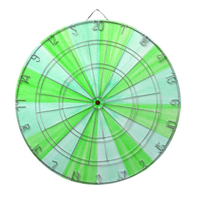 Shades of Green Geometric Spokes Pattern DartBoard (Front)