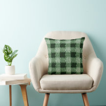 Shades of Green Gingham Plaid Crochet Print on