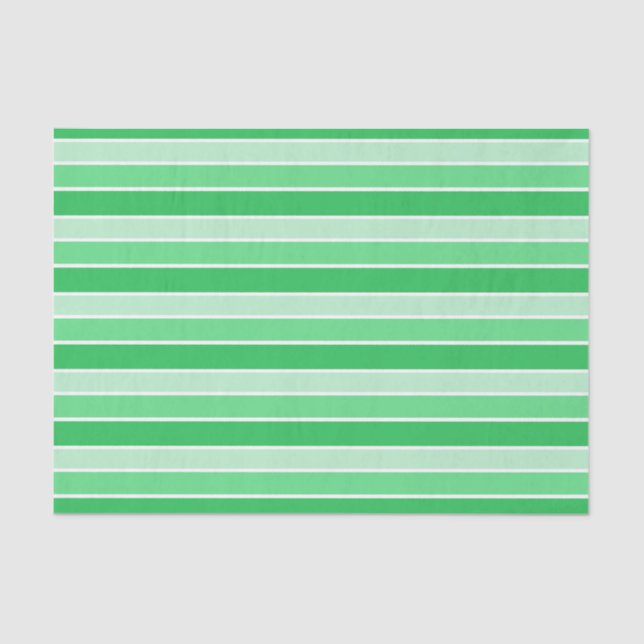 Shades of Green Horizontal Stripes Tissue Paper (Front)