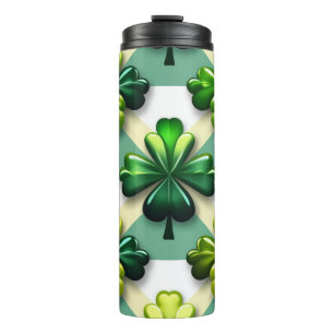 SHADES OF GREEN IRISH CELTIC SHAMROCKS THERMAL TUMBLER