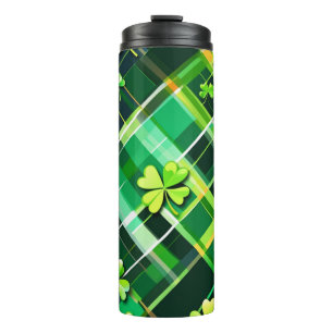 SHADES OF GREEN IRISH CELTIC SHAMROCKS THERMAL TUMBLER