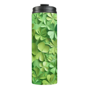 SHADES OF GREEN IRISH CELTIC SHAMROCKS THERMAL TUMBLER