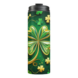 SHADES OF GREEN IRISH CELTIC SHAMROCKS THERMAL TUMBLER