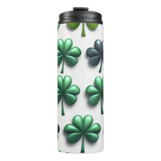 SHADES OF GREEN IRISH CELTIC SHAMROCKS THERMAL TUMBLER