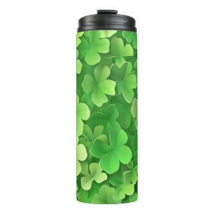 SHADES OF GREEN IRISH CELTIC SHAMROCKS THERMAL TUMBLER