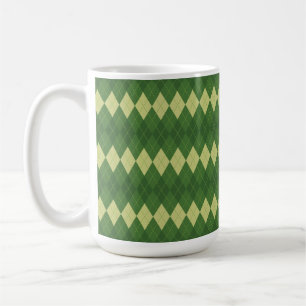 SHADES OF GREEN IRISH DIAMOND ARGYLE PATTERN COFFEE MUG