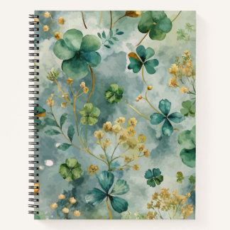 SHADES OF GREEN IRISH SHAMROCKS & FLOWERS NOTEBOOK