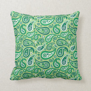Shades of Green Paisley Pattern Cushion