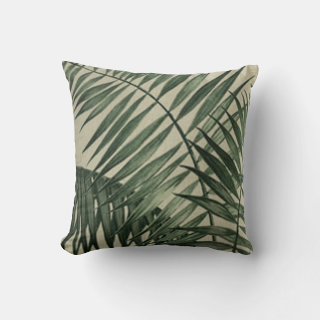 Shades of Green Palm Leaf Throw Pillow (Front)