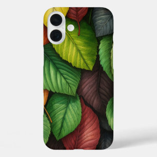 SHADES OF GREEN RED GOLD FALL LEAVES iPhone 16 PLUS CASE