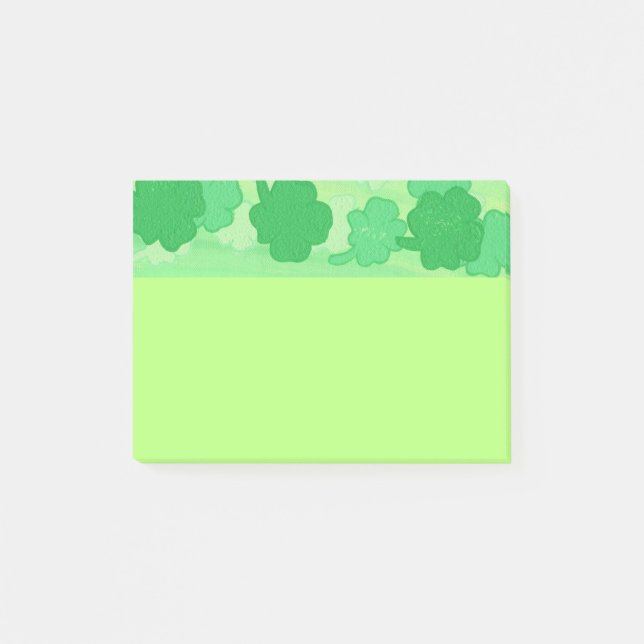 Shades of Green Shamrocks Post It Notes (Front)
