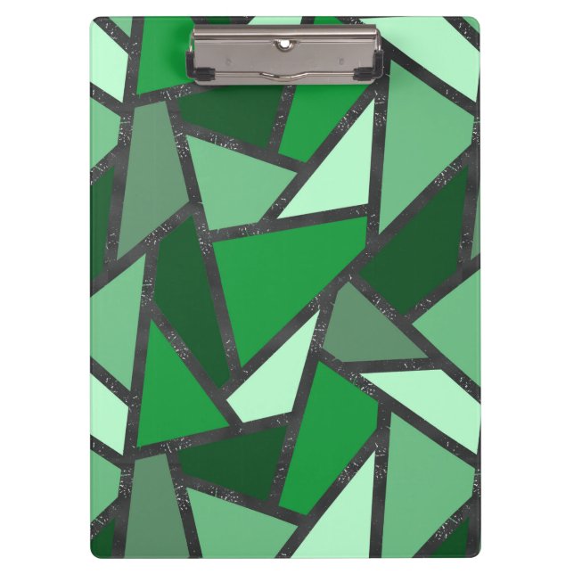 Shades of green stained glass pattern clipboard (Front)