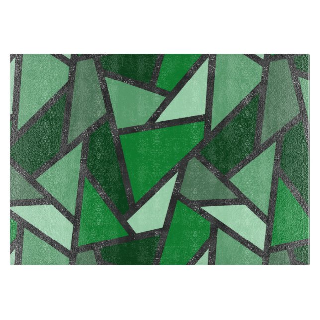 Shades of green stained glass pattern cutting board (Front)