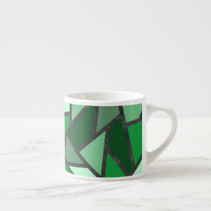 Shades of green stained glass pattern espresso cup