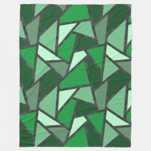 Shades of green stained glass pattern fleece blanket