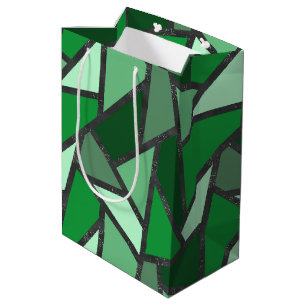Shades of green stained glass pattern medium gift bag