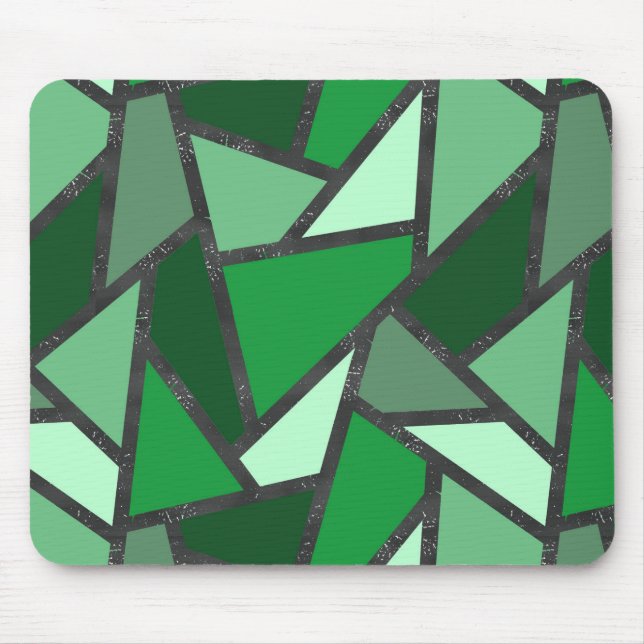 Shades of green stained glass pattern mouse pad (Front)