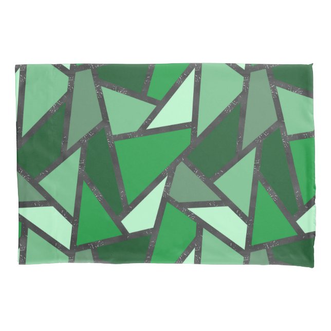 Shades of green stained glass pattern pillowcase (Front)