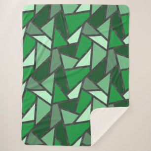 Shades of green stained glass pattern sherpa blanket