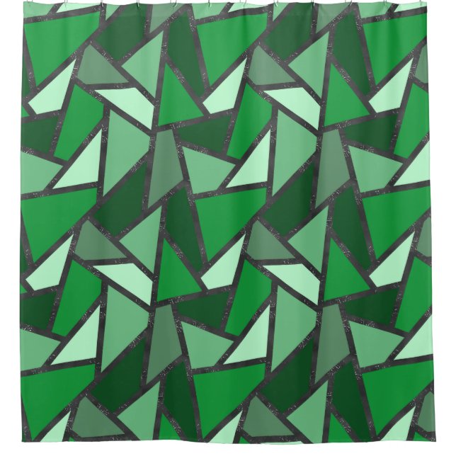 Shades of green stained glass pattern shower curtain (Front)