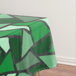 Shades of green stained glass pattern tablecloth