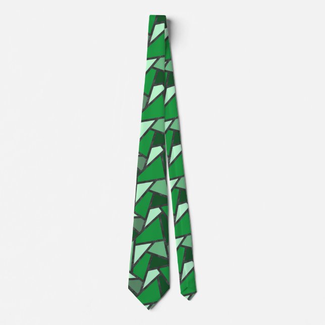 Shades of green stained glass pattern tie (Front)