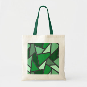 Shades of green stained glass pattern tote bag
