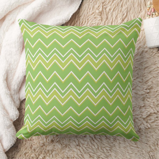 Shades of Green Zig Zag Chevron Pattern Cushion (Blanket)