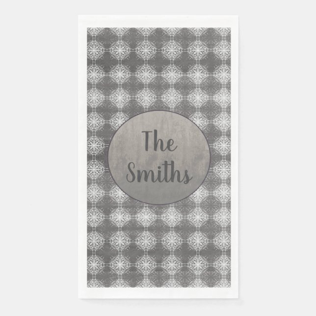 Shades of Grey and White Lace Napkin (Front)