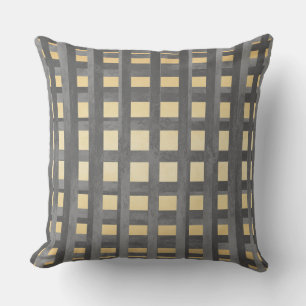 Shades of Grey and Yellow Plaid Cushion