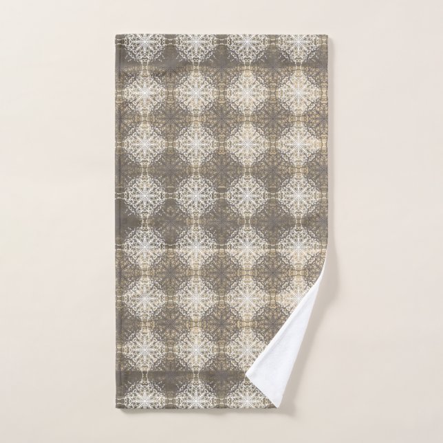 Shades of Grey, Beige and White Lace Hand Towel (Hand Towel)
