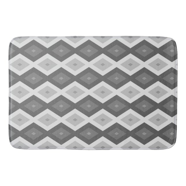 Shades of grey diamond pattern bath mat (Front)