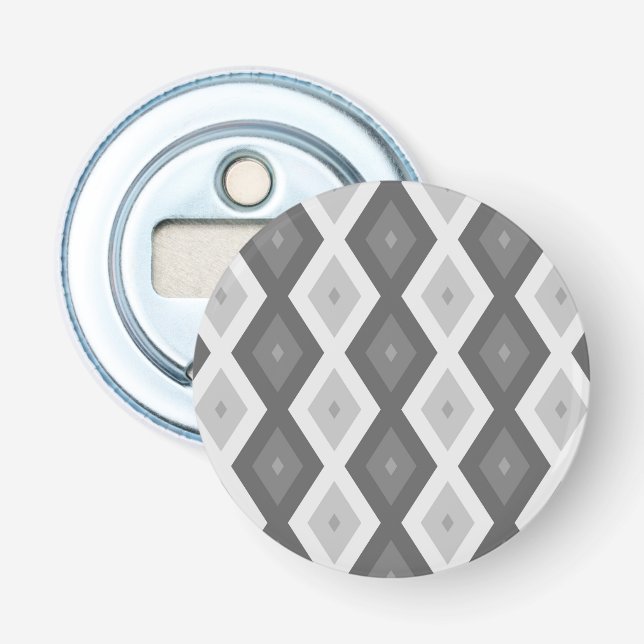 Shades of grey diamond pattern bottle opener (Front)
