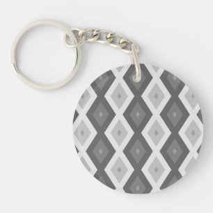 Shades of grey diamond pattern key ring
