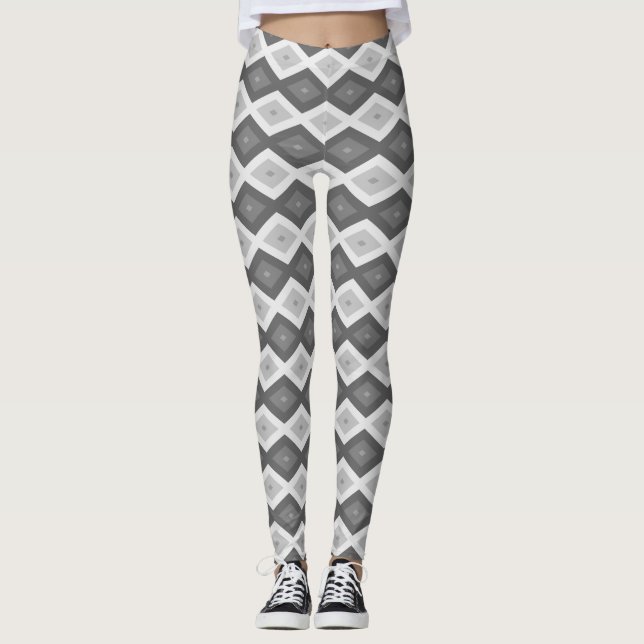 Shades of grey diamond pattern leggings (Front)