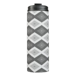 Shades of grey diamond pattern thermal tumbler
