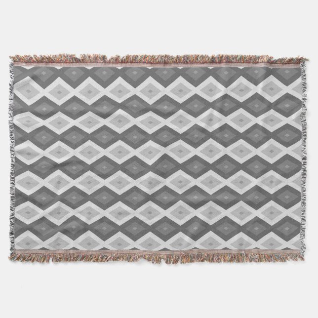 Shades of grey diamond pattern throw blanket (Front)