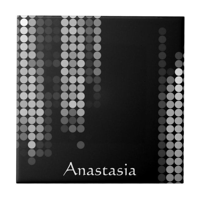 Shades Of Grey Dot Pattern Ceramic Tile (Front)