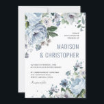 Shades of Grey Dusty Blue Winter Rustic Wedding    Invitation<br><div class="desc">Elegant floral winter wedding invitation features elegant grey and icy blue watercolor flower bouquet frosty-hued greenery. Please contact me for any help in customisation or if you need any other product with this design.</div>