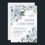 Shades of Grey Dusty Blue Winter Rustic Wedding    Invitation<br><div class="desc">Elegant floral winter wedding invitation features elegant grey and icy blue watercolor flower bouquet frosty-hued greenery. Please contact me for any help in customisation or if you need any other product with this design.</div>