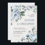 Shades of Grey Dusty Blue Winter Rustic Wedding    Invitation<br><div class="desc">Elegant floral winter wedding invitation features elegant grey and icy blue watercolor flower bouquet frosty-hued greenery. Please contact me for any help in customisation or if you need any other product with this design.</div>