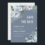 Shades of Grey Dusty Blue Winter Rustic Wedding Sa Save The Date<br><div class="desc">Elegant floral winter wedding save the date card features elegant grey and icy blue watercolor flower bouquet frosty-hued greenery. Please contact me for any help in customisation or if you need any other product with this design.</div>