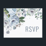 Shades of Grey Dusty Blue Winter  Wedding RSVP Pos Postcard<br><div class="desc">Elegant floral winter wedding RSVP postcard features elegant grey and icy blue watercolor flower bouquet frosty-hued greenery. Please contact me for any help in customisation or if you need any other product with this design.</div>